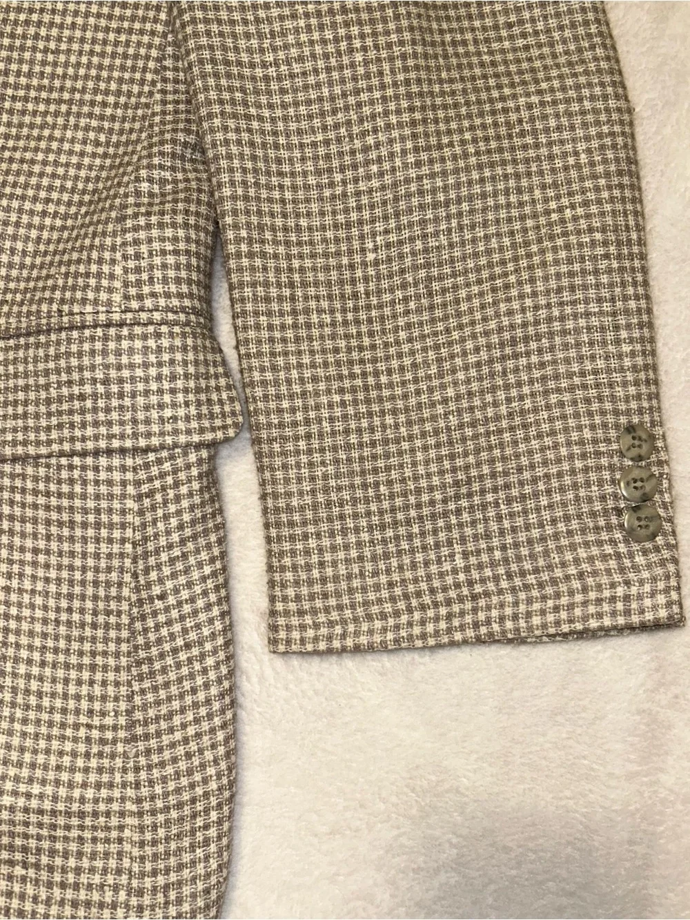 Vintage Bert Pulitzer 42S Beige/Gray Gingham Sport Coat Blazer Mens pure silk
